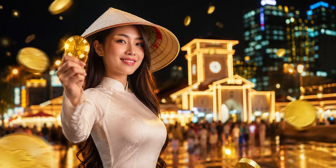 Người phụ nữ đội nón lá tại TP. Hồ Chí Minh xem kết quả xổ số trên điện thoại